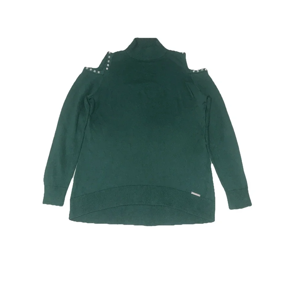 MICHAEL Michael KORS Sweater Womens M Cold Shoulder Pullover Tunic‎ Green Fall